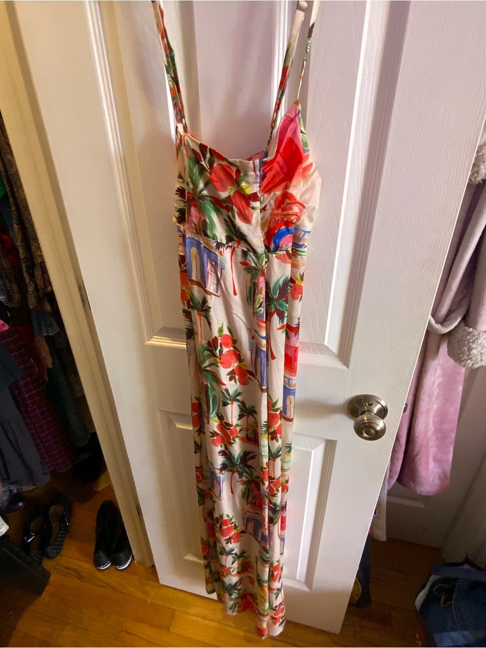 Marine Layer Tropical Print Maxi Dress - Cream with Red, Blue, Green Accents - Picture 3 of 3